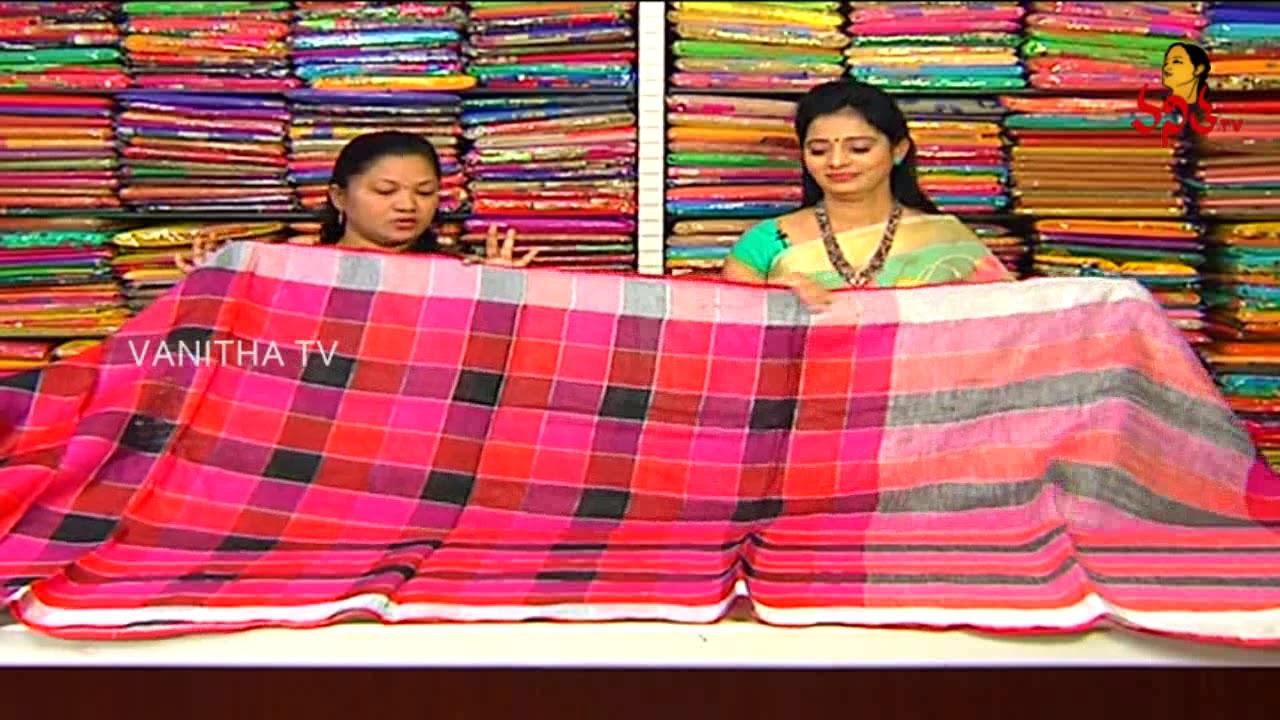 Checks Design Pure Linen Silk Saree || New Arrivals || Vanitha TV