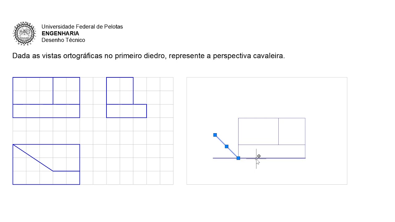 04- Desenho Técnico: Perspectiva cavaleira 45° através das vistas ortográficas