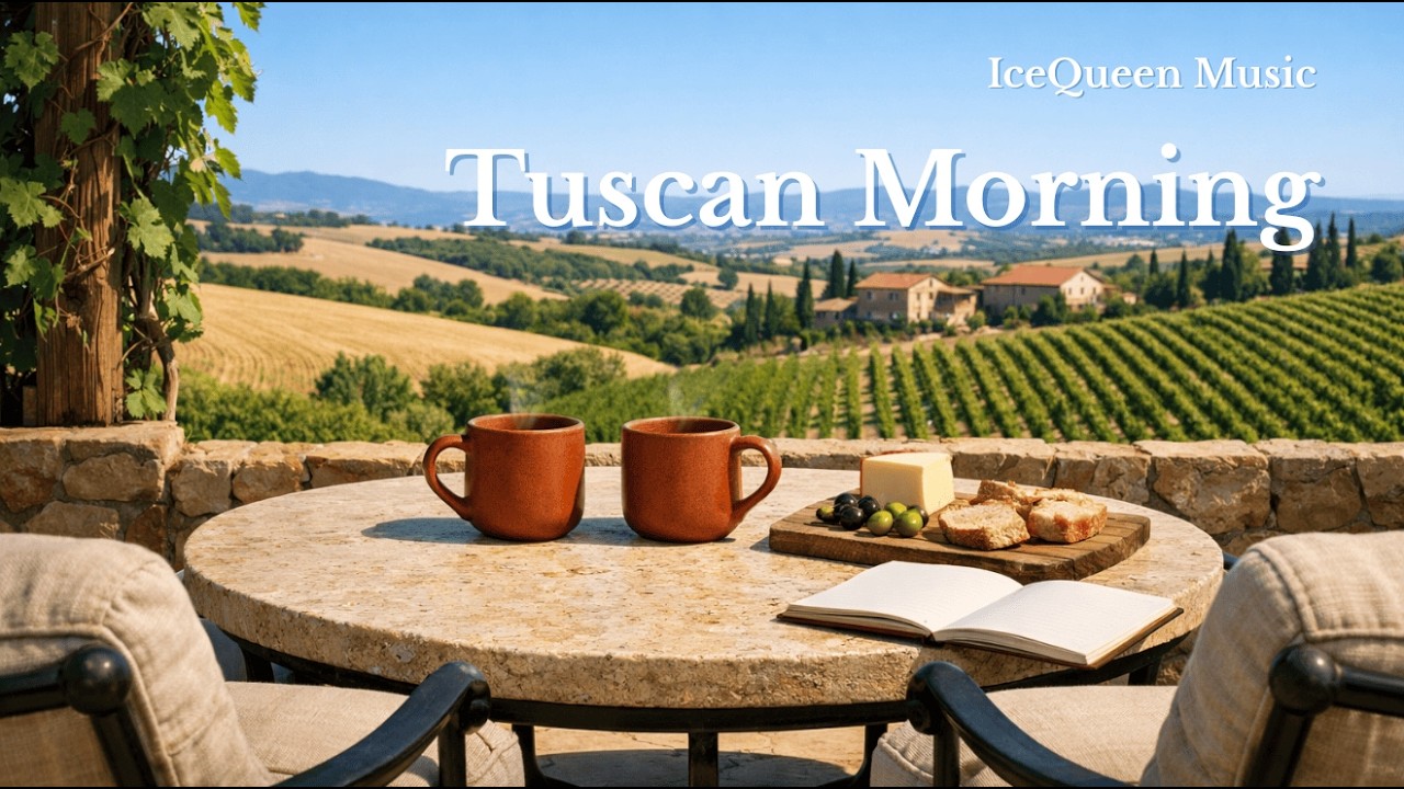 “Tuscan Morning” 🍇☕ Vineyard Terrace Ambience: Sunny Countryside & Soft Breeze