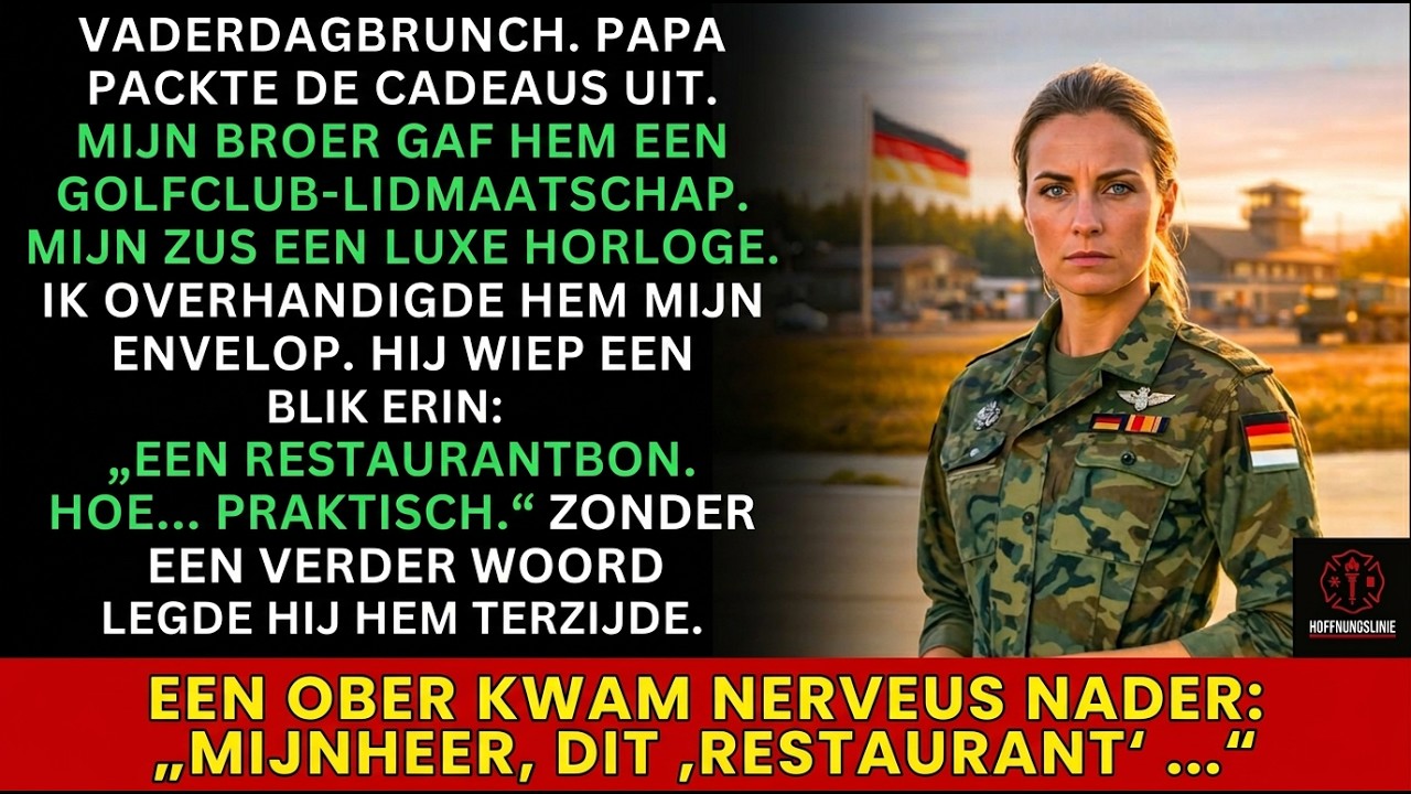 “Restaurantvoucher? Wat handig.” Toen verstijfde de ober: “Meneer…”