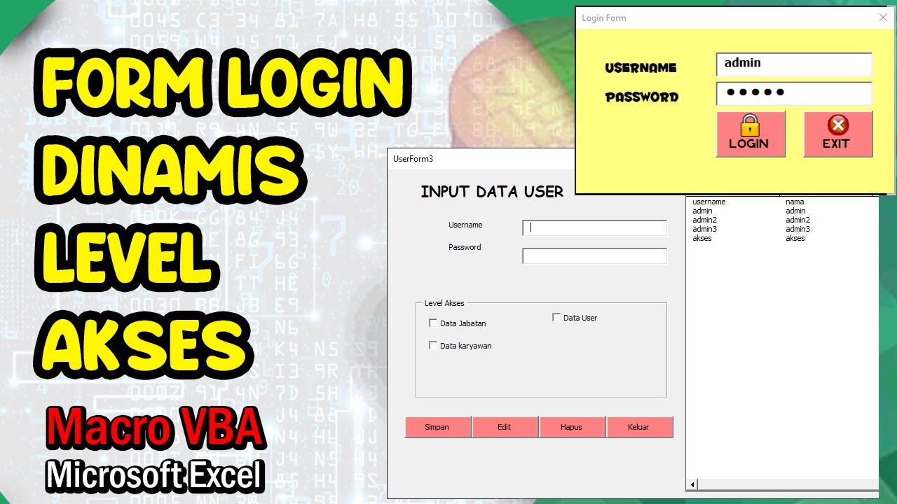 Form Login Dengan Level Akses Dinamis pada Macro VBA Excel