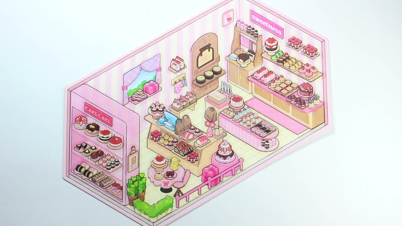 ASMR | DIY Yummy Cake Shop ~ 3D Scenery Sticker #asmr #diy #games #satisfying #sticker #3dart