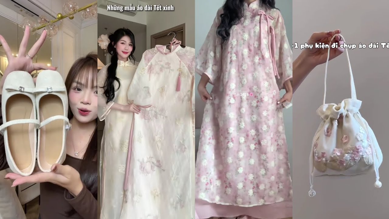 [Shopee Haul] Tổng hợp áo dài, giày búp bê, phụ kiện túi vải, quạt cổ trang🧨🎋