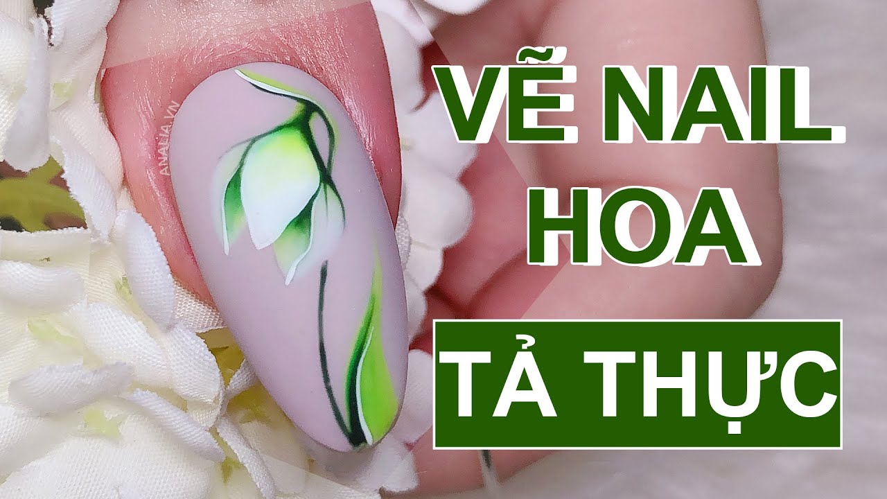 Учебник по рисованию цветов для ногтей - Подснежник