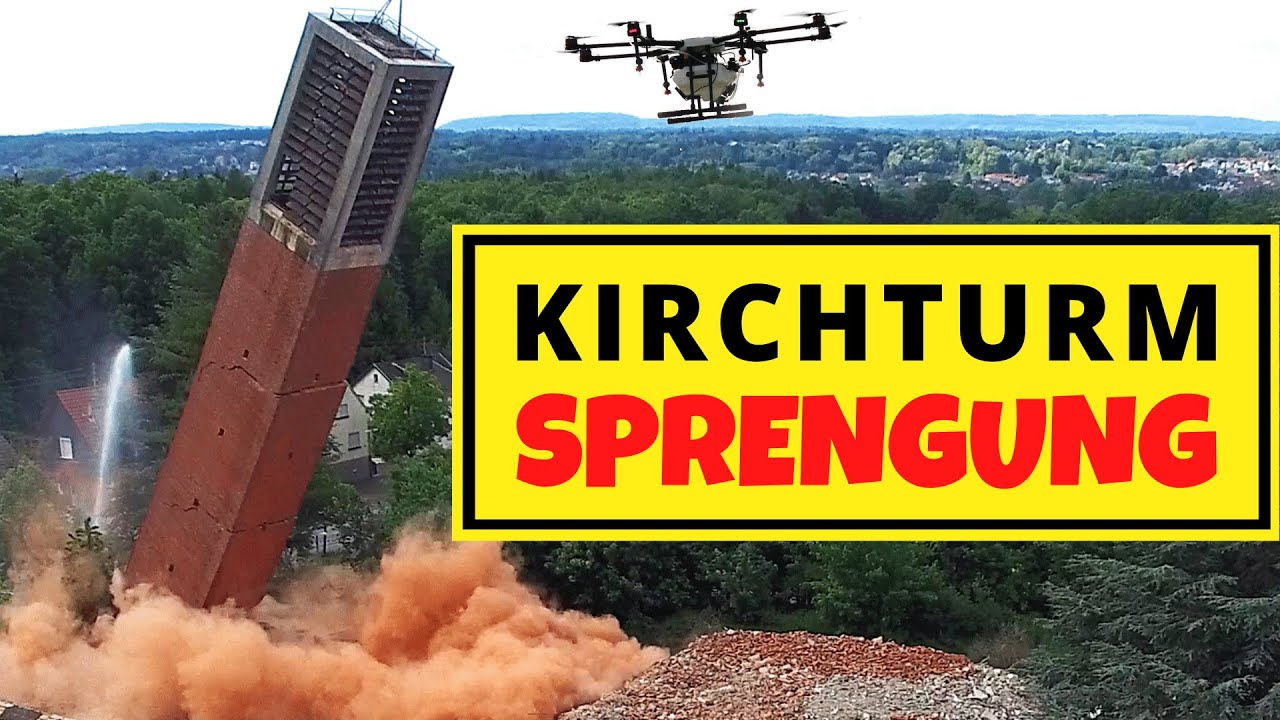 Drohnenvideo: Kirchturm in Saarwellingen wird gesprengt