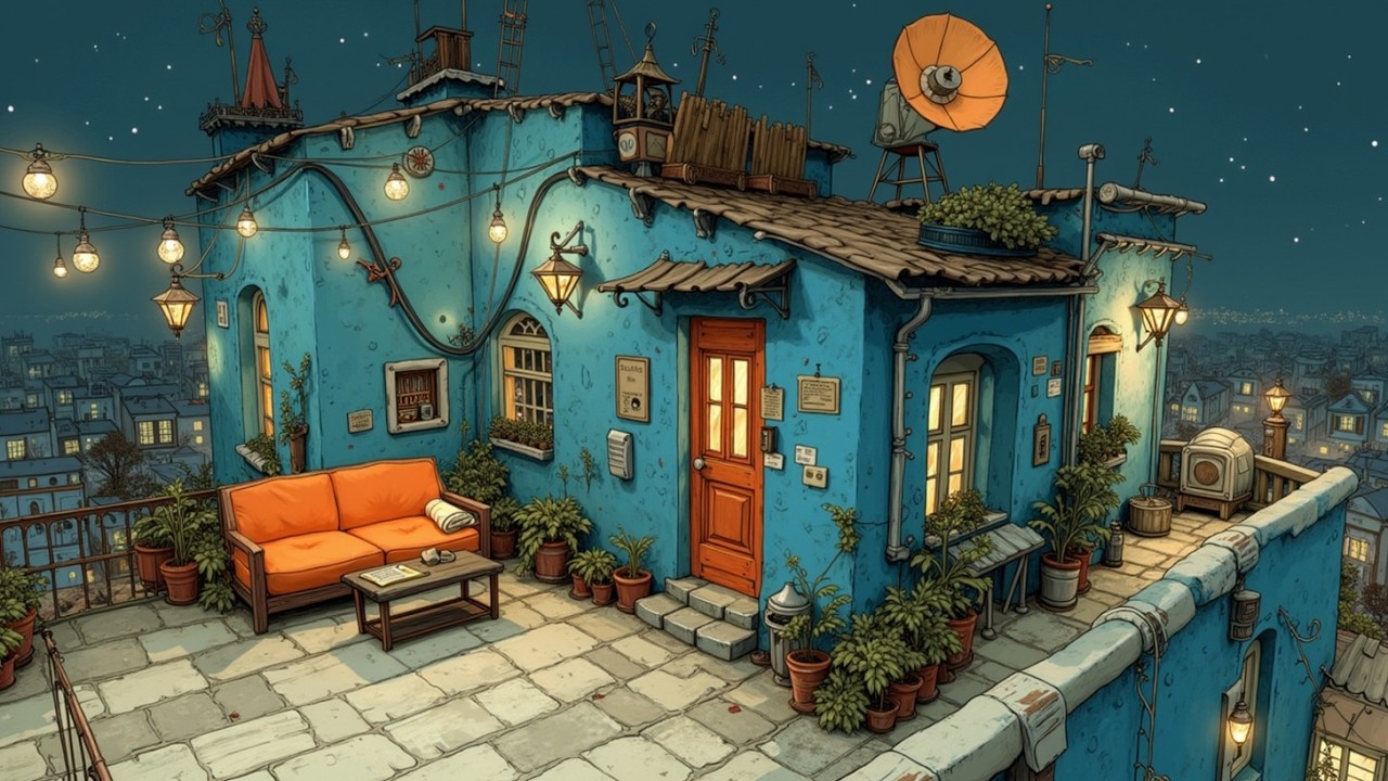 Paris Rooftop Lofi 🎧 Cozy Rooftop Beats & Orange Sofa Vibes 🌃 Relaxing Night Lofi Study Music