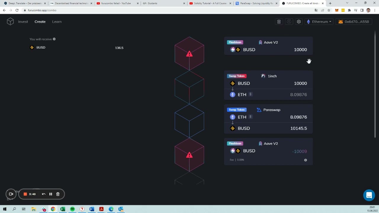 FURUCOMBO - Flashloan Arbitrage Opportunity Fail