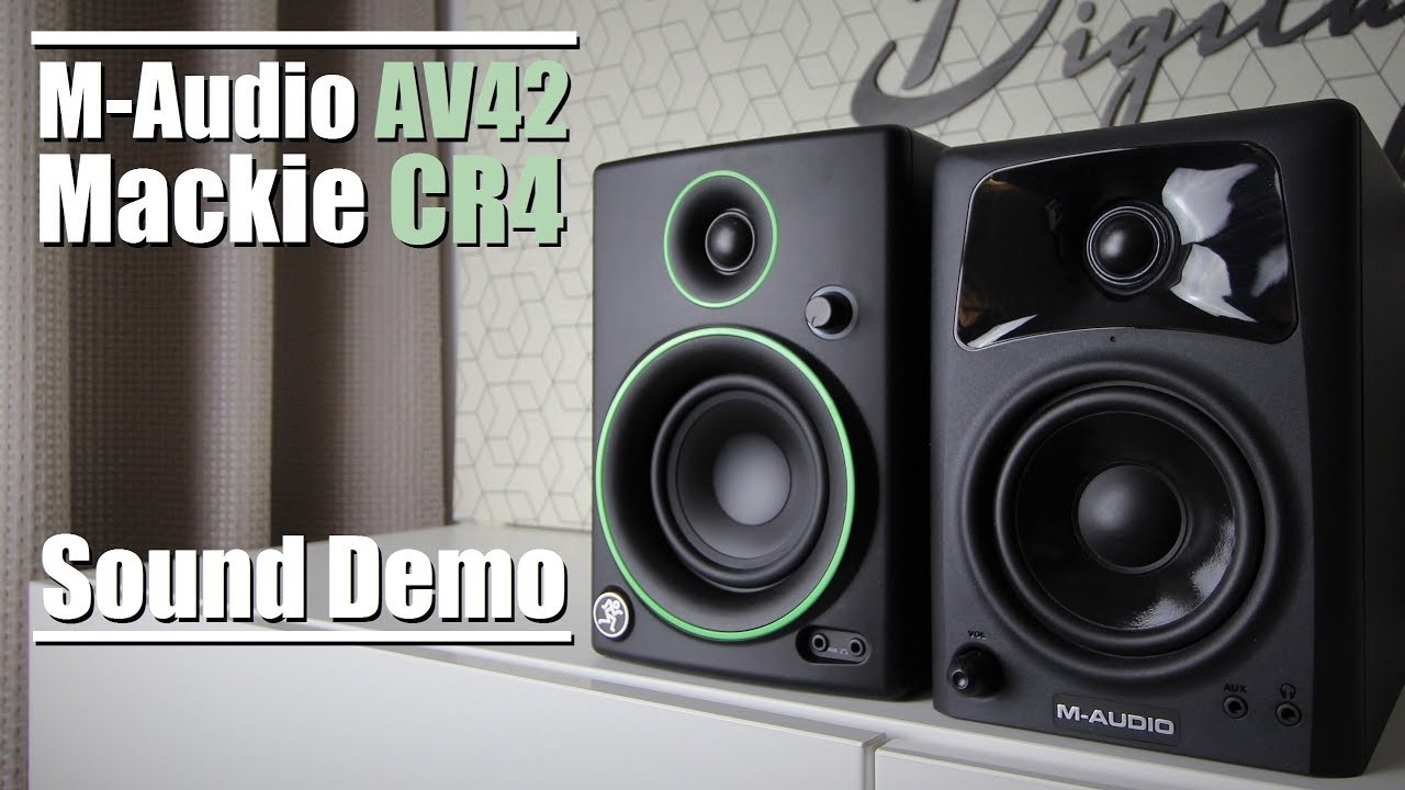 Mackie CR4 vs M-Audio AV42  ||  Sound Demo w/ Bass Test