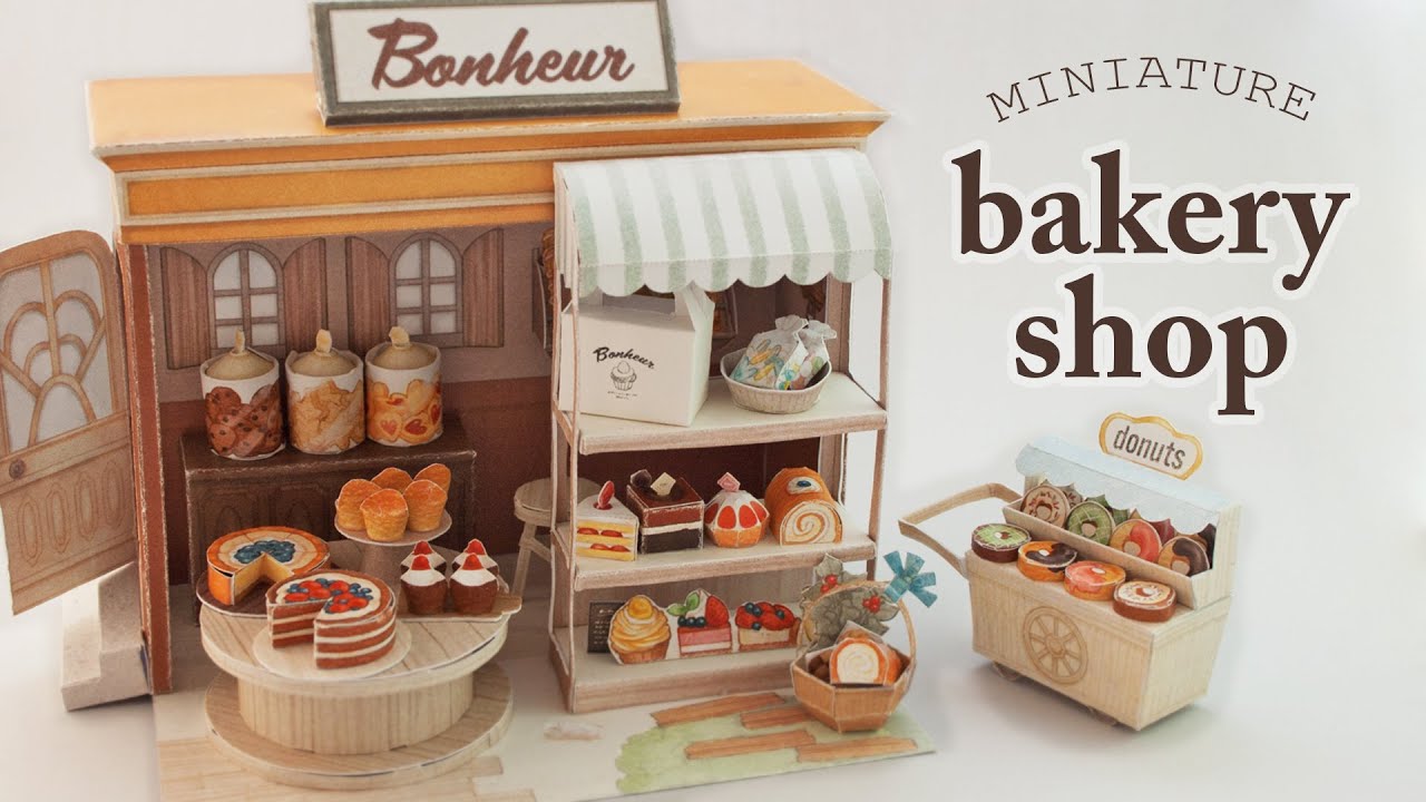 DIY Miniature Bakery Diorama Papercraft (step by step tutorial)