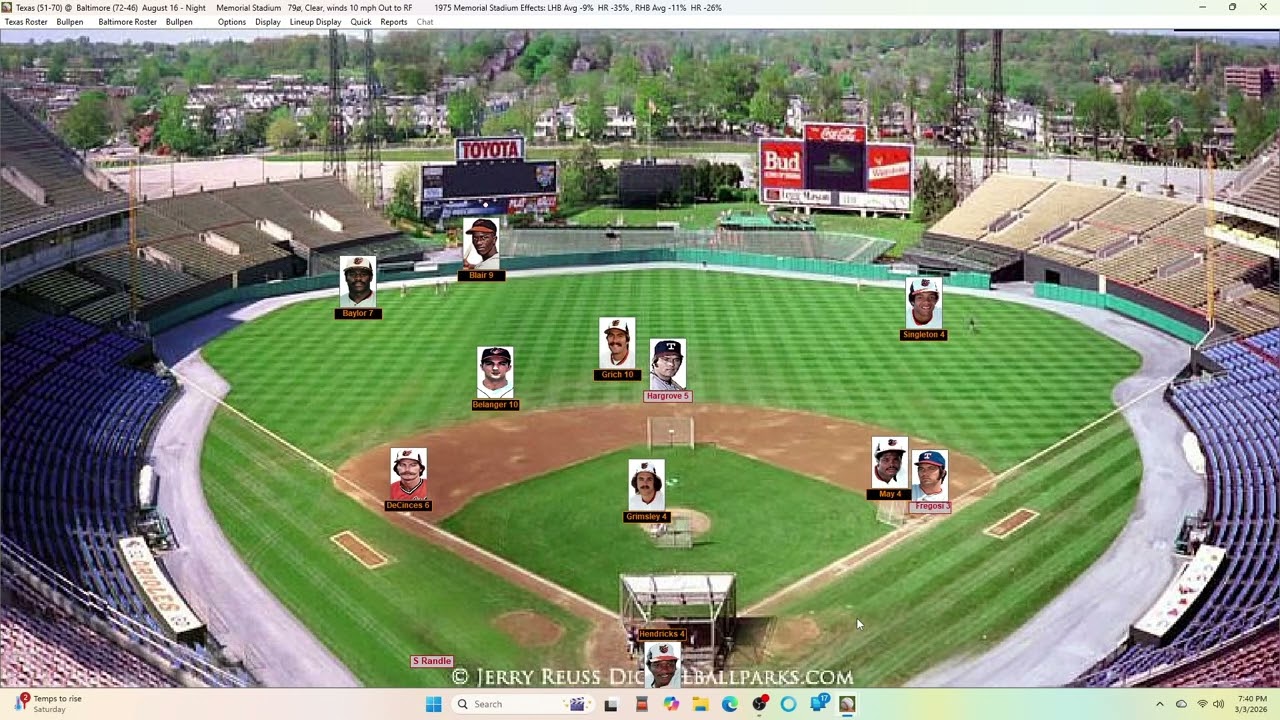 Action PC Baseball 8-16-75 Texas at Baltimore