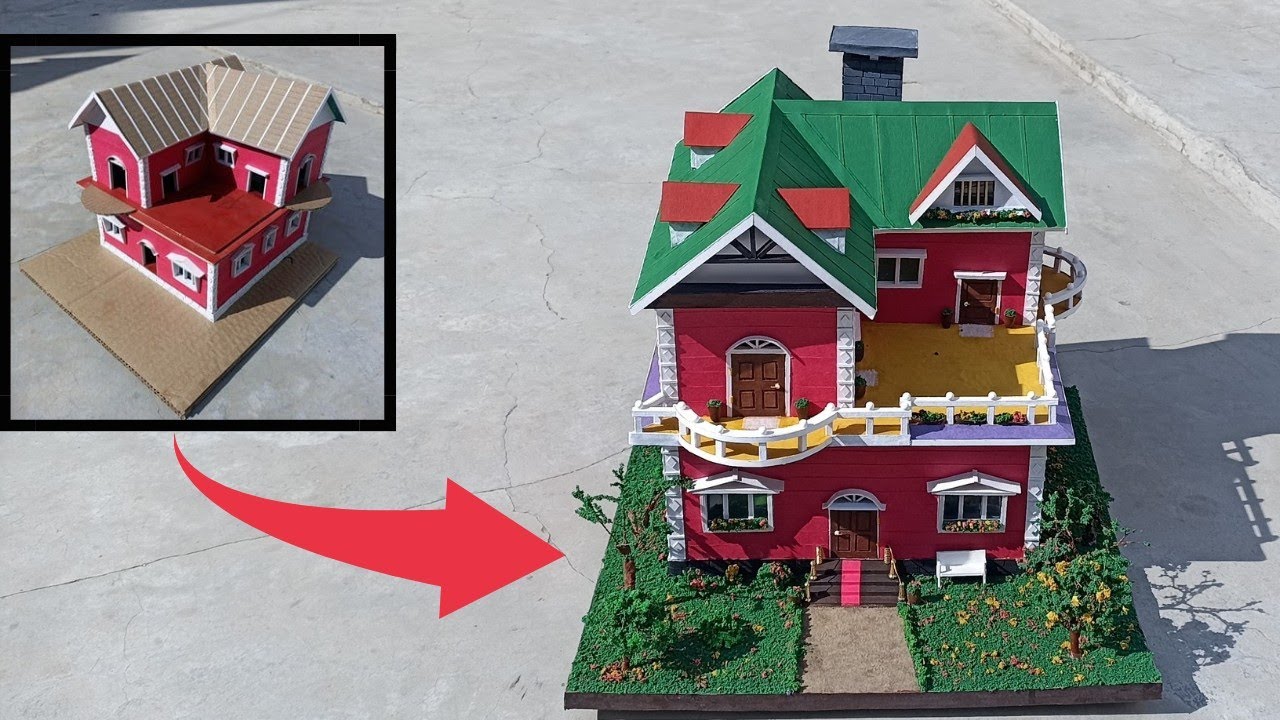 Building DIY Miniature Cardboard House Diorama Model ! Art and craft Small House ! Cardboard House!