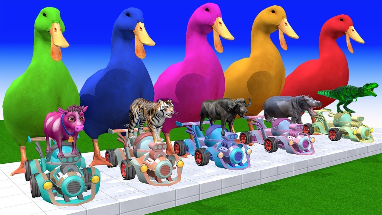 Long Slide Game With Elephant Gorilla Buffalo Hippopotamus Tiger 3d Animal Game Funny 3d Animals