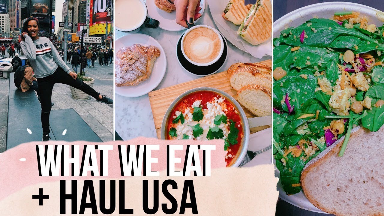 HEALTHY WHAT WE EAT IN A DAY ✨| HAUL NEW YORK & BOSTON (Whole foods, Primark, Target...)