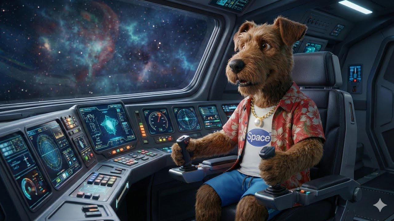 Pawsitive Vibes by Fairygodmothersdog Brownie Dog space pup
