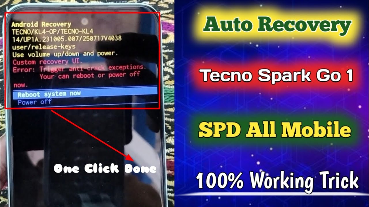 Tecno Kl4 Custom Recovery Error Trigger Anti-Crack Solution || SPD All Mobile Auto Recovery Solution