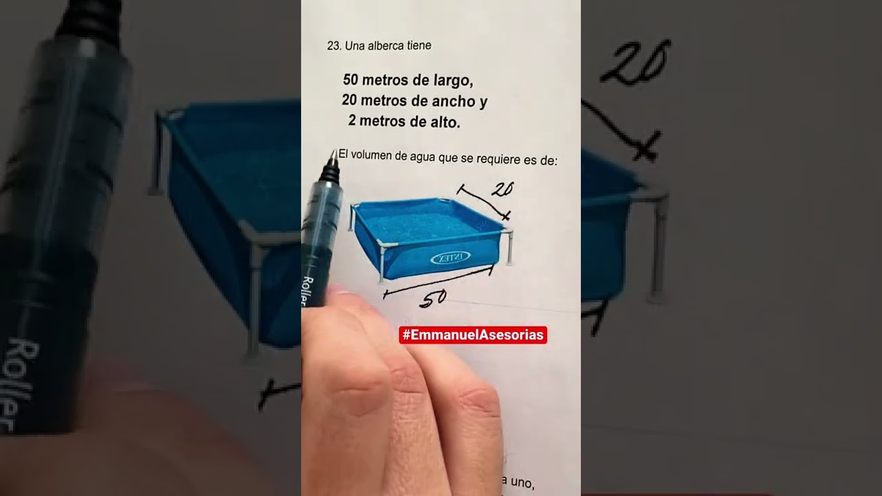 Calcular el volumen de una alberca. F&oacute;rmula de un prisma. #shorts