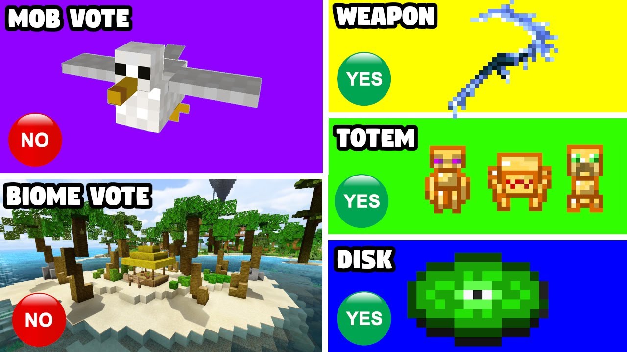 Minecraft Community Vote Ideas! Minecon 2021 New Weapons, Totems, Music Disk & Structures?