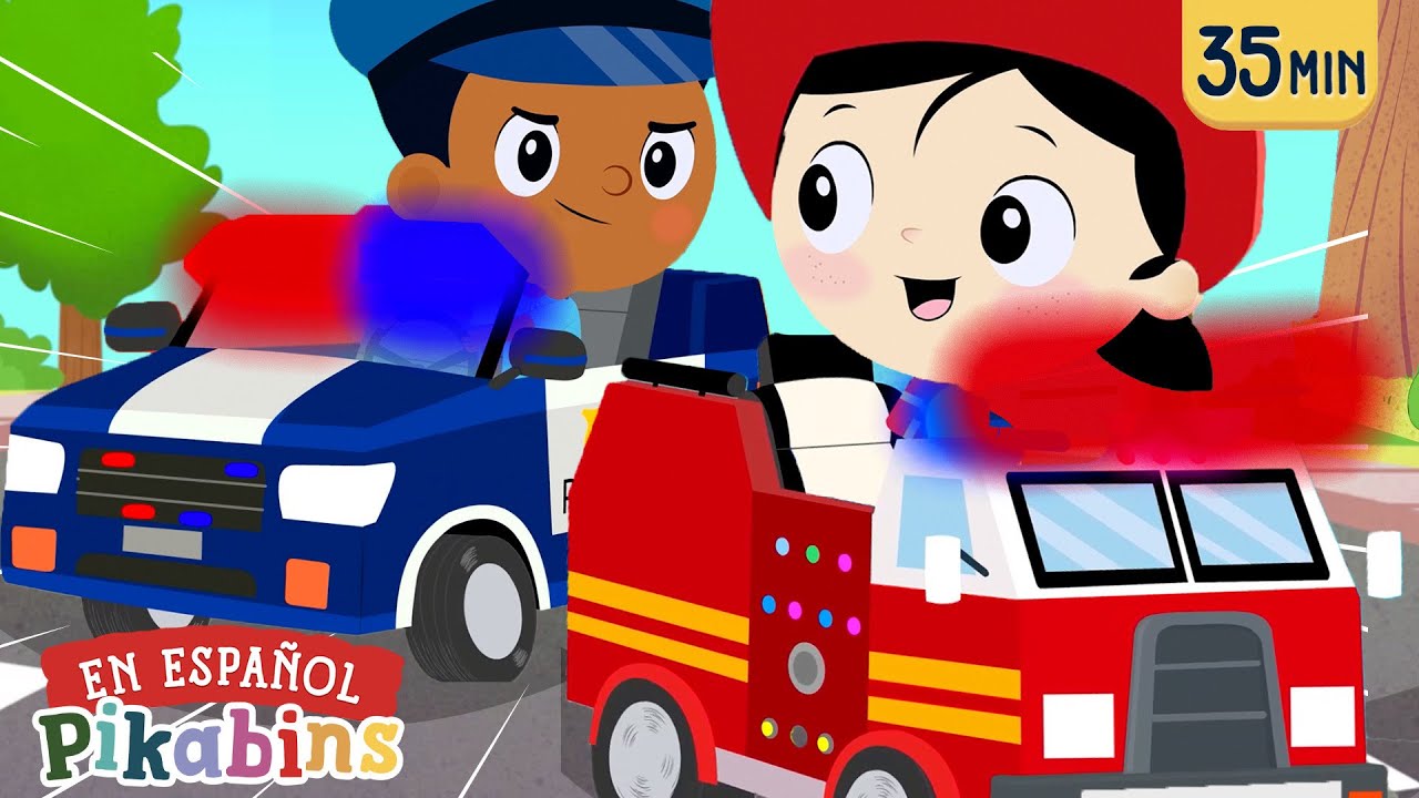 Bombero y Policía, Protegen a la Comunidad 🚒 🚔 | Pikabins Canciones Infantiles Educativas