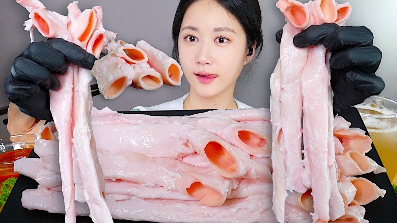 ASMR MUKBANG | Свиная Аорта На Гриле🐷💕 Особая Часть Свинины * Свиной Кишечник | eating | Real Sound