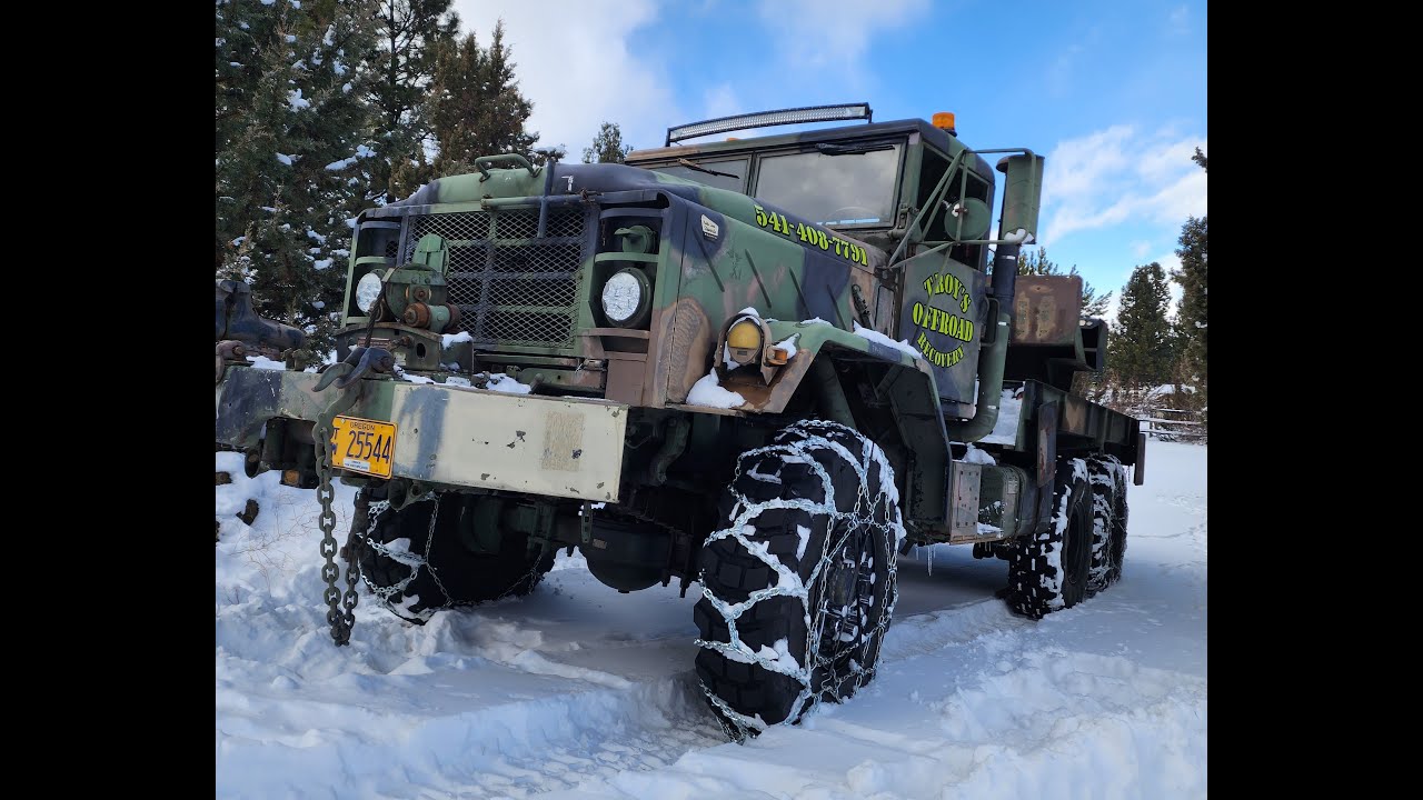 Prepping the Military Wrecker for a snowstorm.