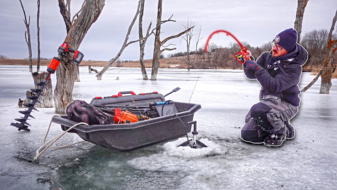 IT'S BACK!!! Early Ice Fishing A FLOODED FORREST!!! (Live Bait Jaw Jackers)
