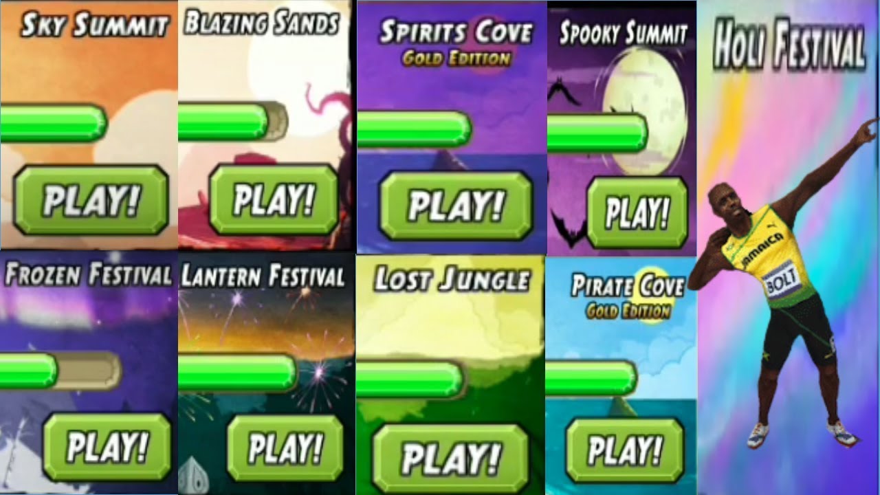 Temple Run 2 All Maps Marathon | From Sky Summit To Holi Festival |WITH USAIN BOLT