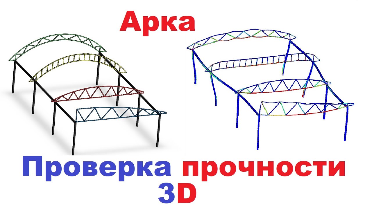 3D Симуляция нагрузки и визуализация ферм для арочных навесов #моделирование #simulation