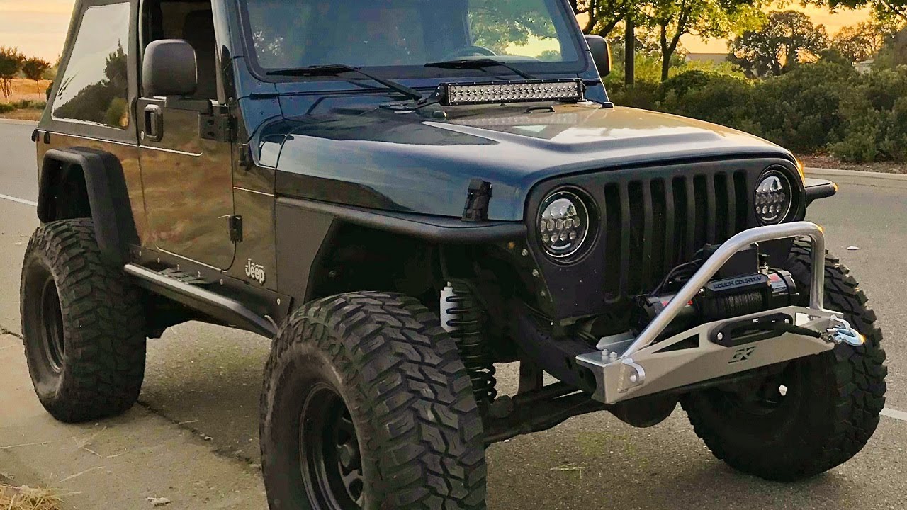 Jeep Wrangler Unlimited LJ TJ Winch Bumper Light Bar Rock Sliders Rear Bumper LED Pods - Project LJ