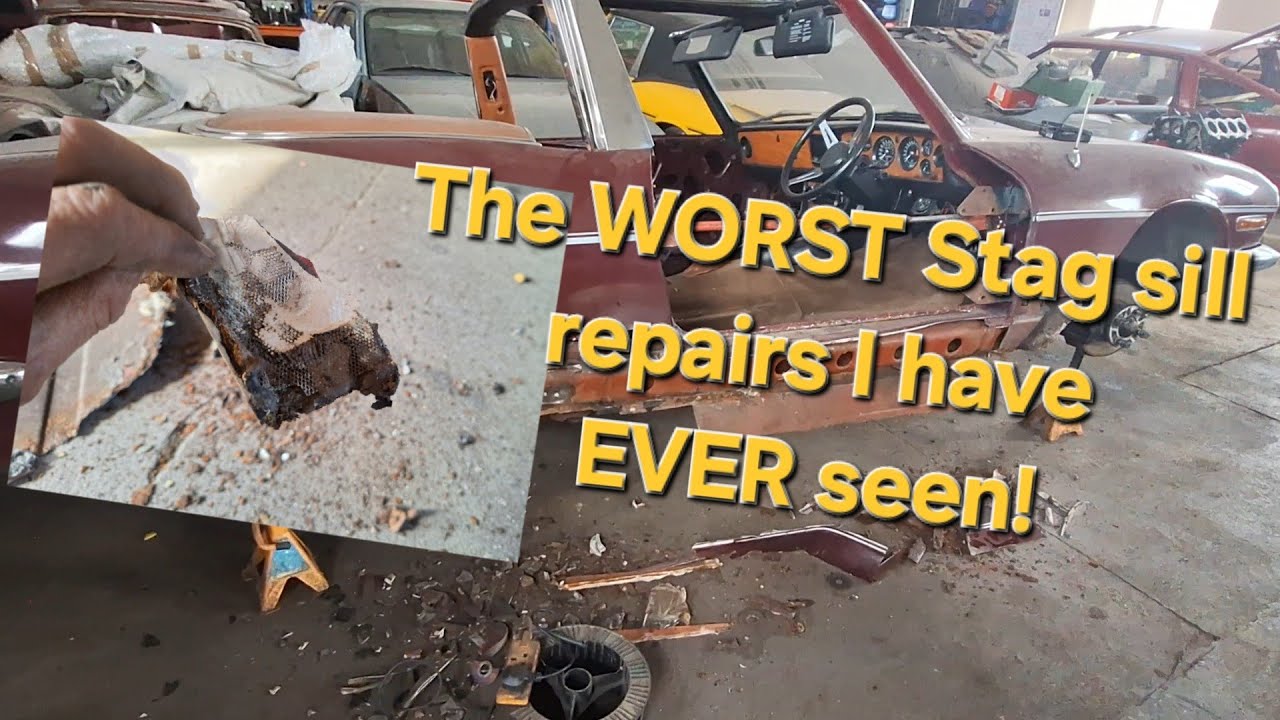 Yorkshire Classic Cars ltd Restoration project - Triumph Stag mk1- Bracing up and removing the sill