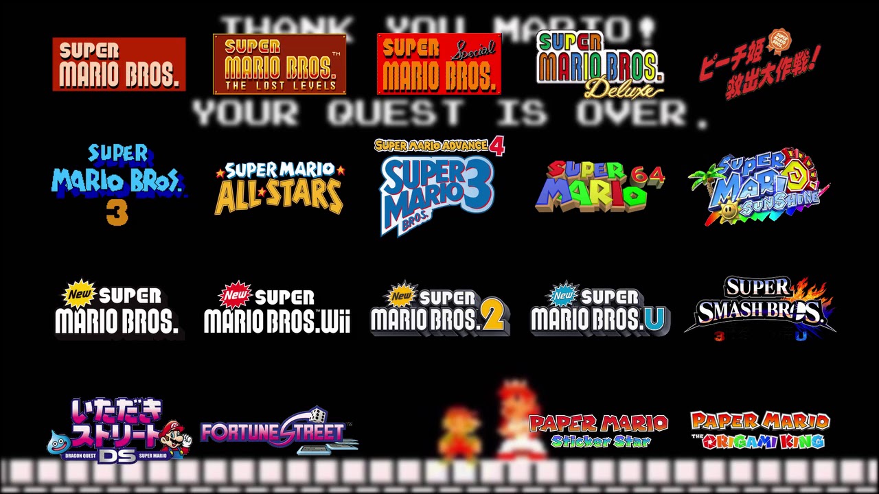 Super Mario Bros. : Ending Theme MEGA MASHUP (19 songs !!) [SMB 35th anniversary]