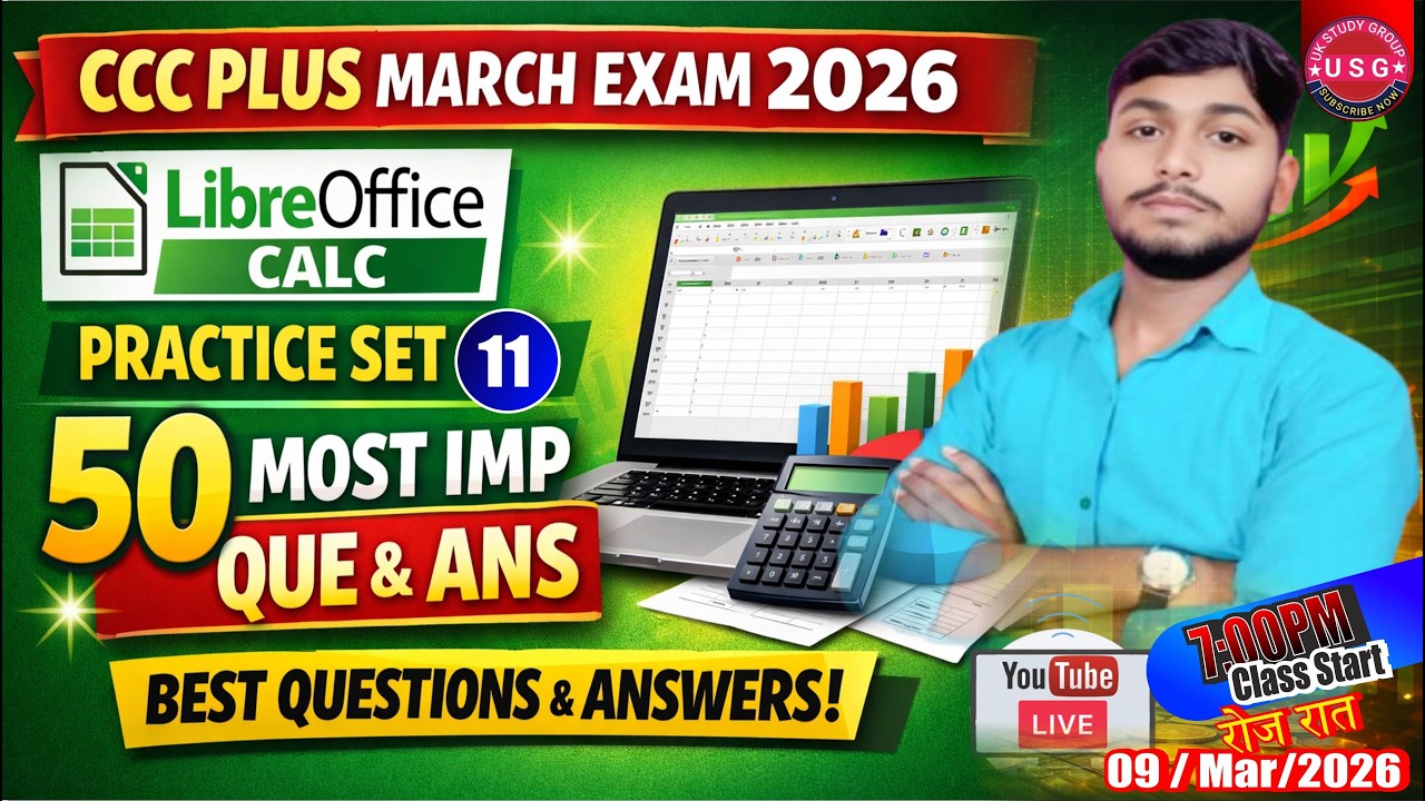 CCC Plus March Exam 2026 | Practice Set 11| March 2026 Exam CCC Plus | LibreOffice |Top 50 Questions