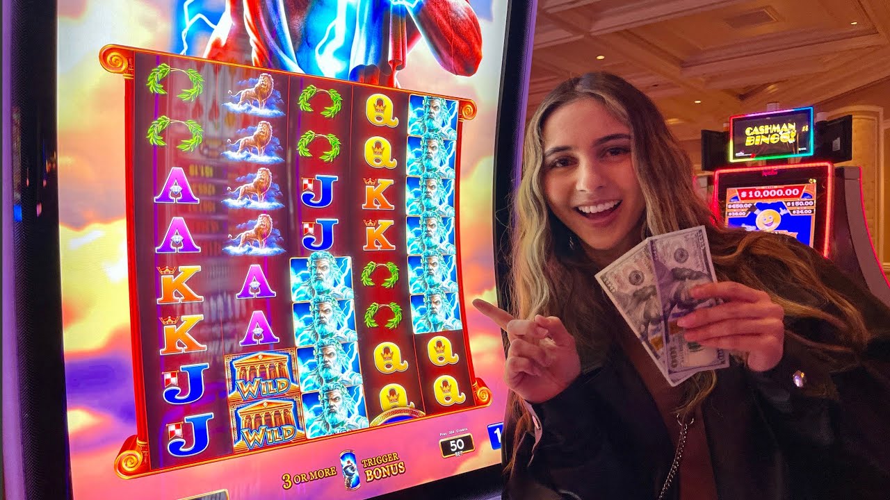 She Hit So Many BIG BONUS WINS On The Zeus Slot Machine In Las Vegas!