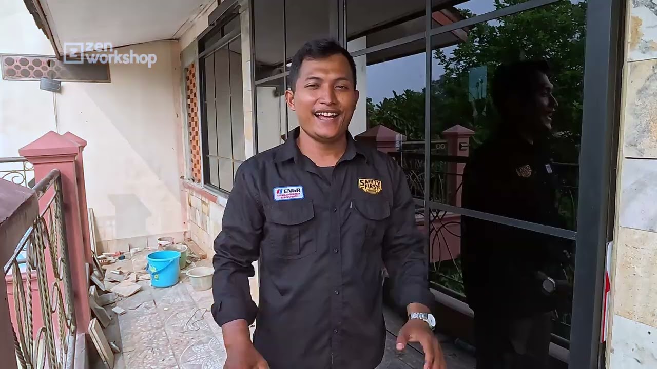 Pemasangan Jendela Aluminium Kaca Mati dan Pintu Sliding 2 Daun dengan Menggunakan Kaca Riiben Hitam