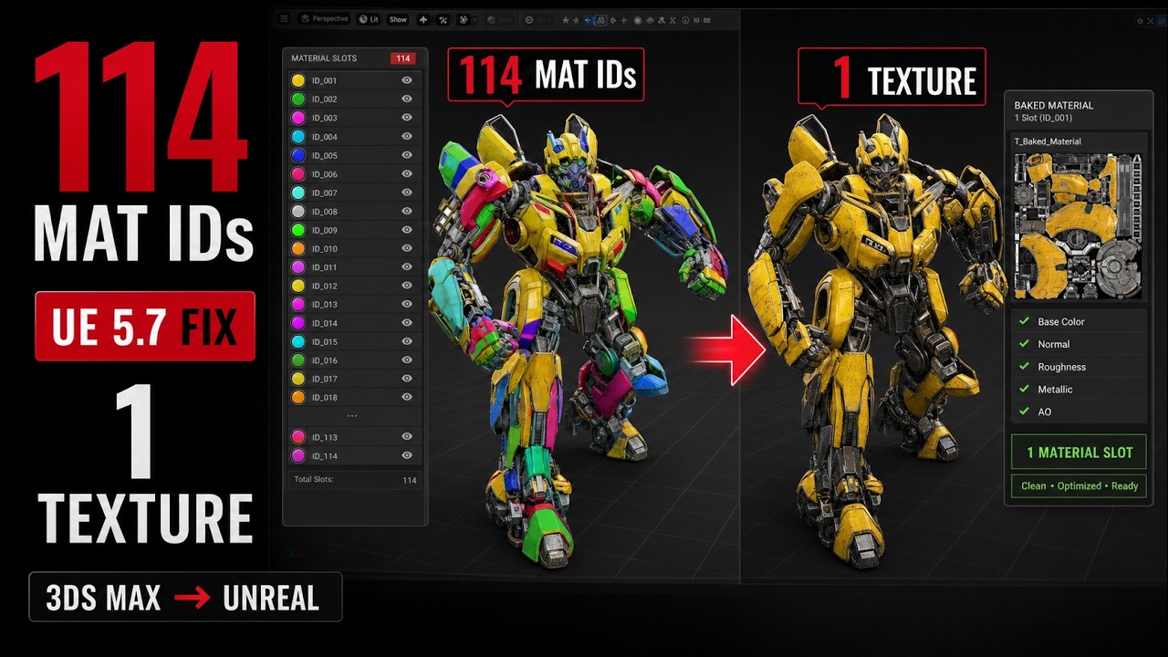 Fix 114 Material IDs to 1 Texture in Unreal Engine 5.7 | Datasmith Import Fix.