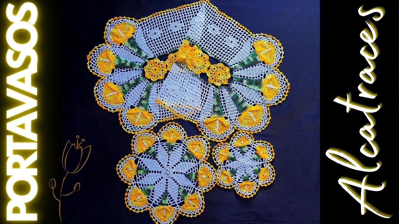 Bonitos PORTAVASOS de ALCATRACES 600 a #crochet y decora tu hogar 🌼🌺🌻 Puntillas Maribel