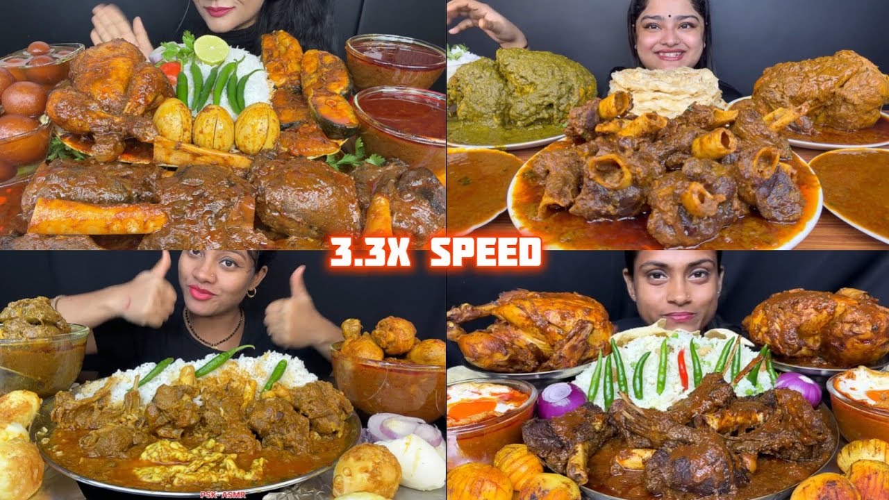 ASMR: Eating Spicy Chicken Mutton Curry Eating Challenge 😍😋 with basmati rice Mukbang