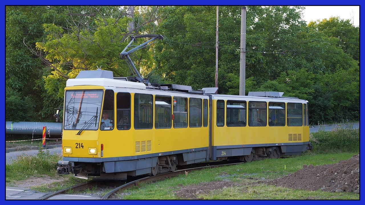 Поездка на трамвае Tatra KT4DM № 214 по линии 1 в Ораде, Румыния