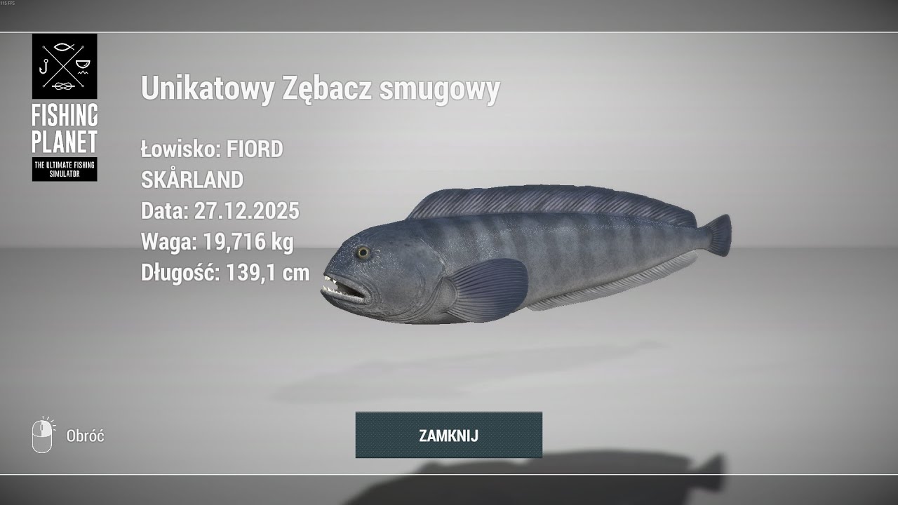 Fishing Planet Unique Atlantic Wolffish - SKARLAND FJORD NORWAY | Unikatowy Zębacz smugowy