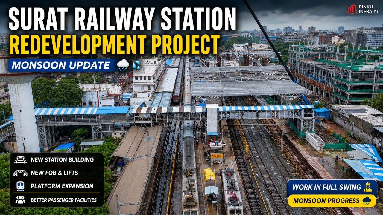 Monsoon Update Surat Railway Station redevelopment July 2026 #MMTH #4k 