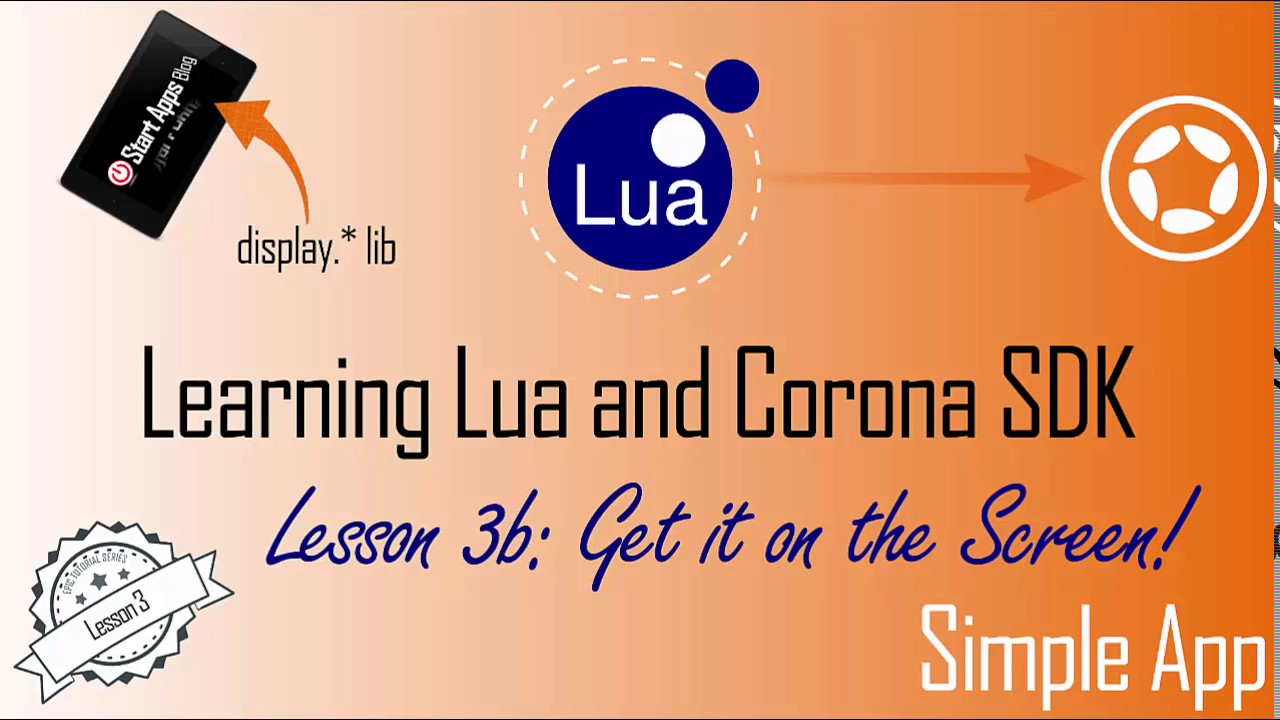 Learn Lua and Corona SDK: Lesson 3b - Get it on the Screen! Simple App