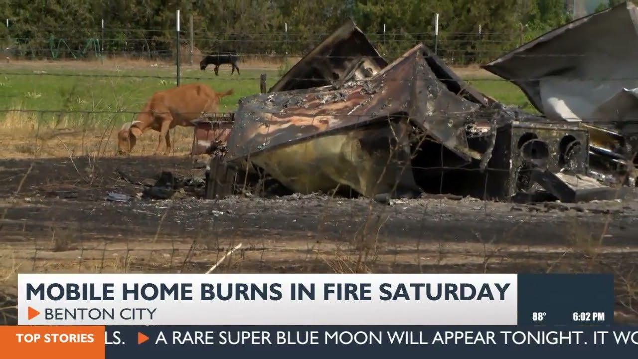 Update: Fire near Benton City burns through mobile home, several outhouses Saturday