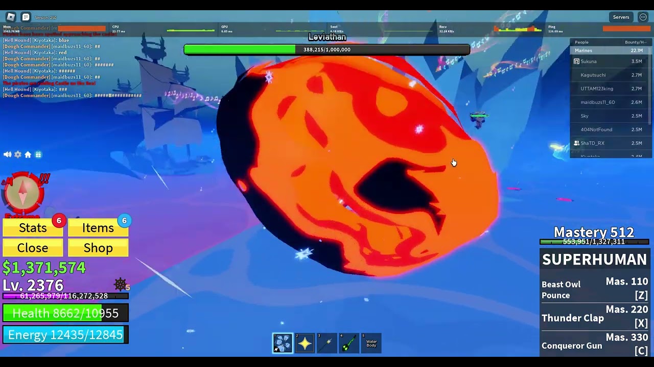 Finally beating the leviathan in bloxfruits!