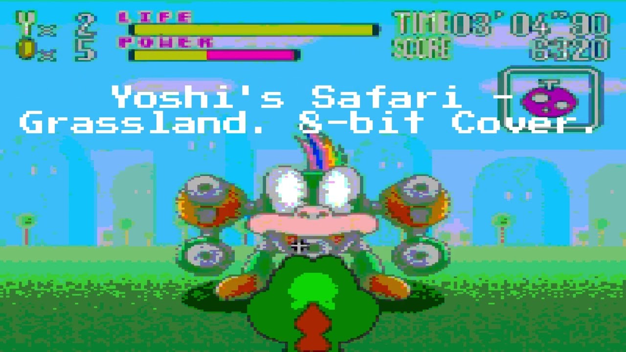 Yoshi's Safari - Grassland. 8-bit Cover.