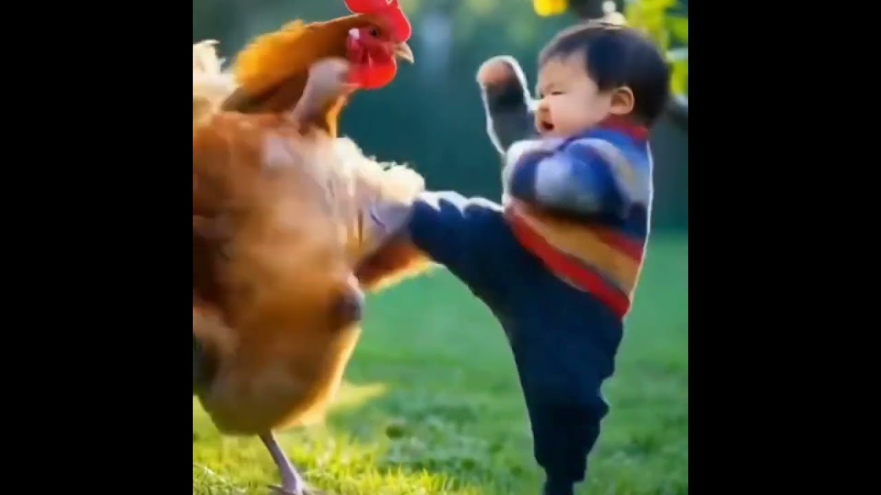 Chicken vs Baby Boy  The battle: Who will win? 