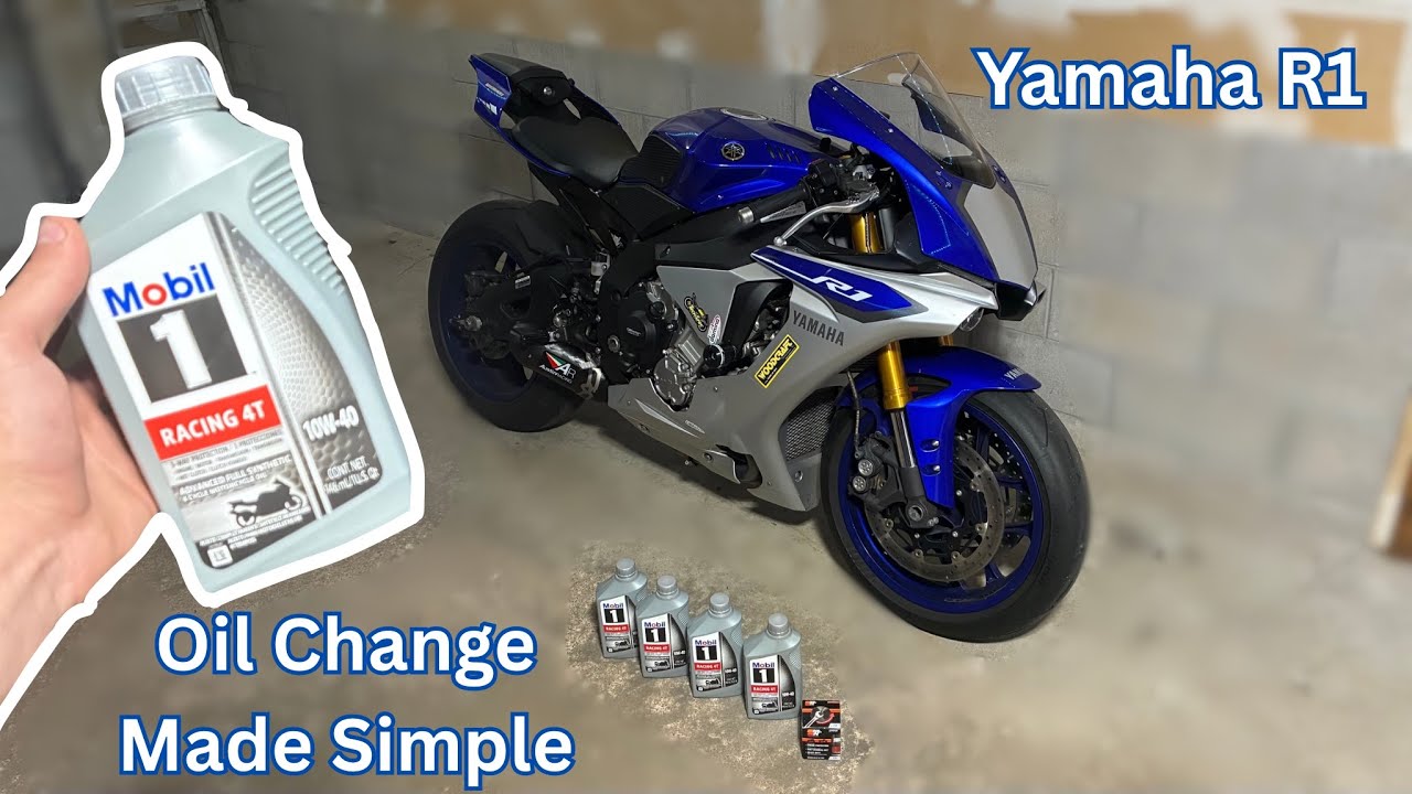 Простая замена масла на мотоцикле Yamaha YZF-R1 2015-2023 годов выпуска.