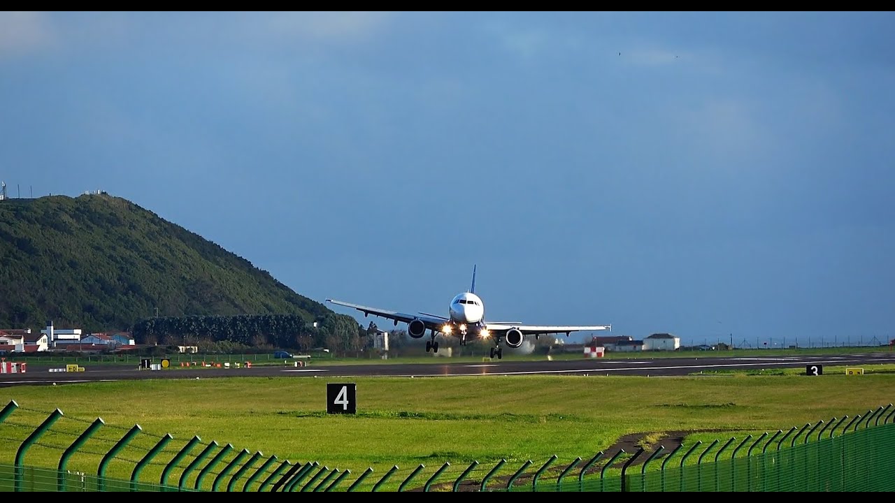 CHALLENGING  Landings STRONG CROSSWIND at Lajes Terceira Island Azores