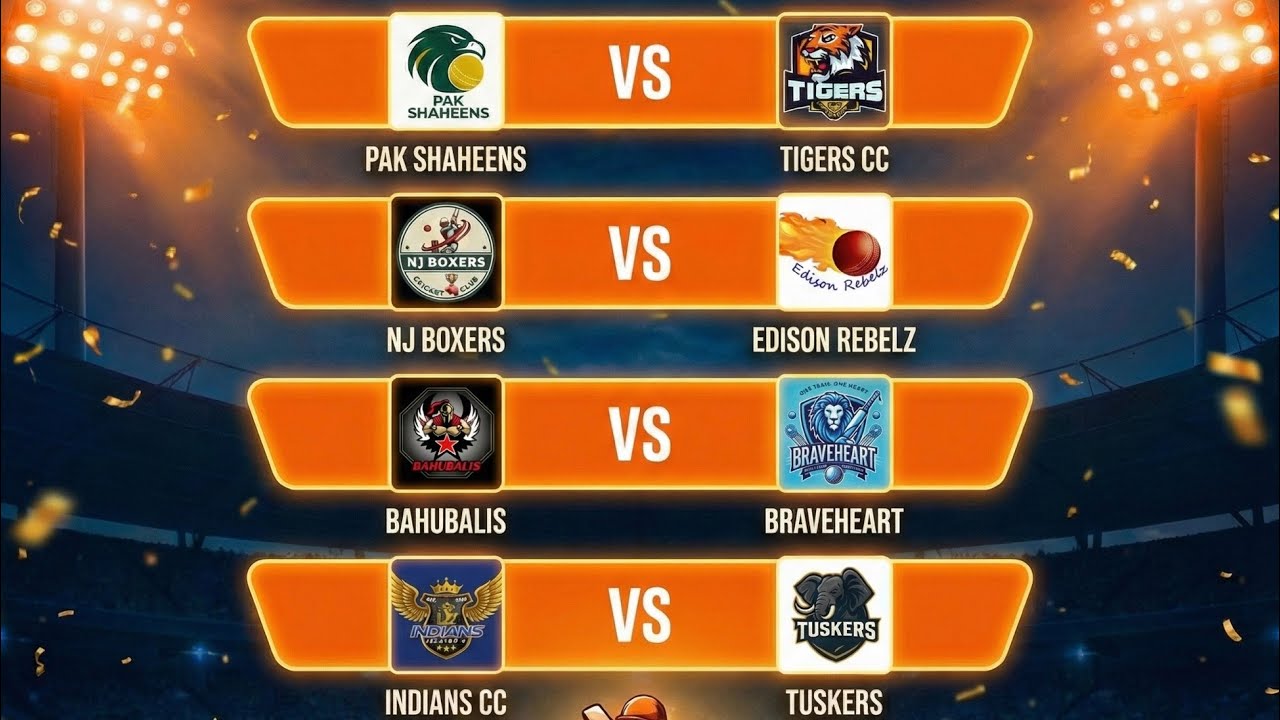 NJICPL S4 Quarter Finals (PK vs TCC, ER vs NJB, BAH vs BH, TUS vs ICC) 