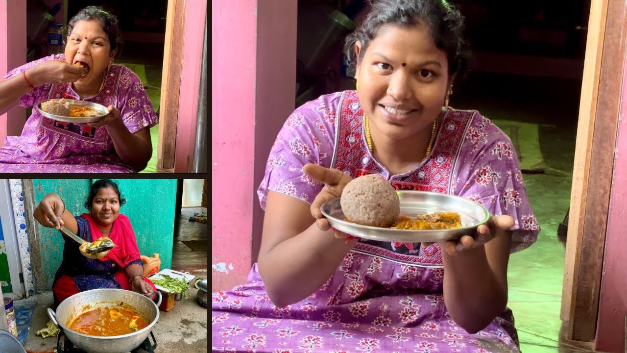 அம்மா செய்த கலியும் லலிதா செய்த காரப்பொடி மீன் குழம்பு செம ருசி | Village Life Style Cooking | #cook