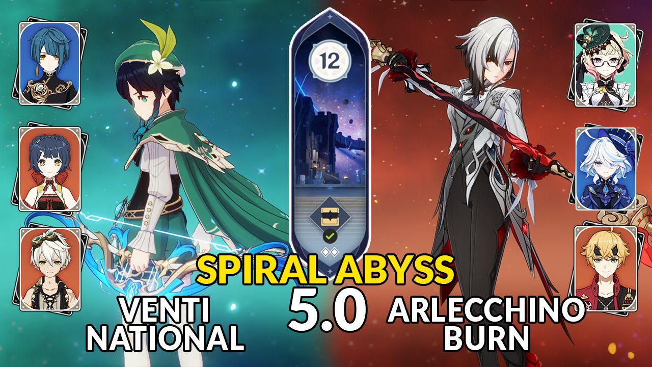 New 5.0 Spiral Abyss│Venti National & Arlecchino Burn | Genshin Impact Floor 12