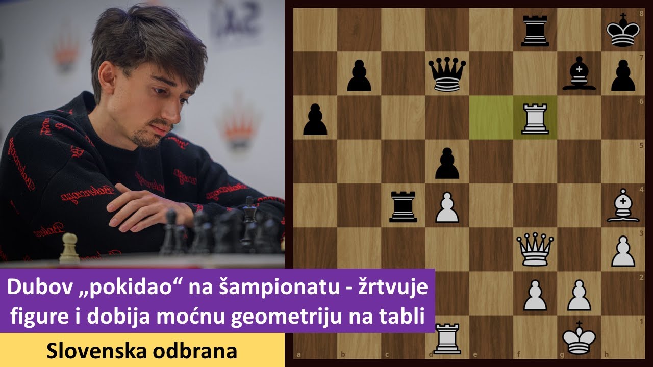 Dubov pokidao na šampionatu - žrtvuje figure, dobija moćnu geometriju na tabli - slovenska odbrana